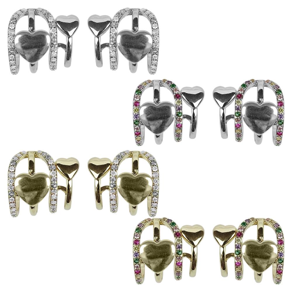 2317-1 - Brinco triplo argola com coração - Importado
