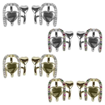 2317-1 - Brinco triplo argola com coração - Importado