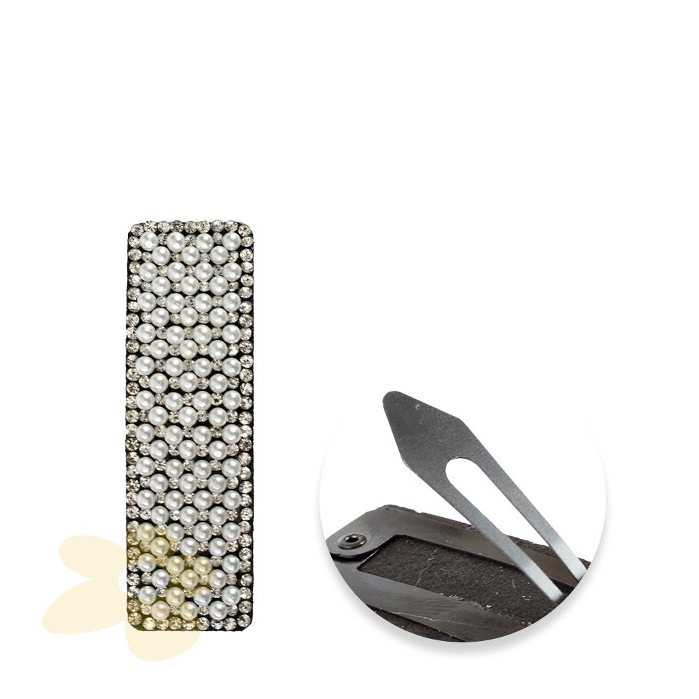 Presilha TicTac com pérolas com strass | Importado