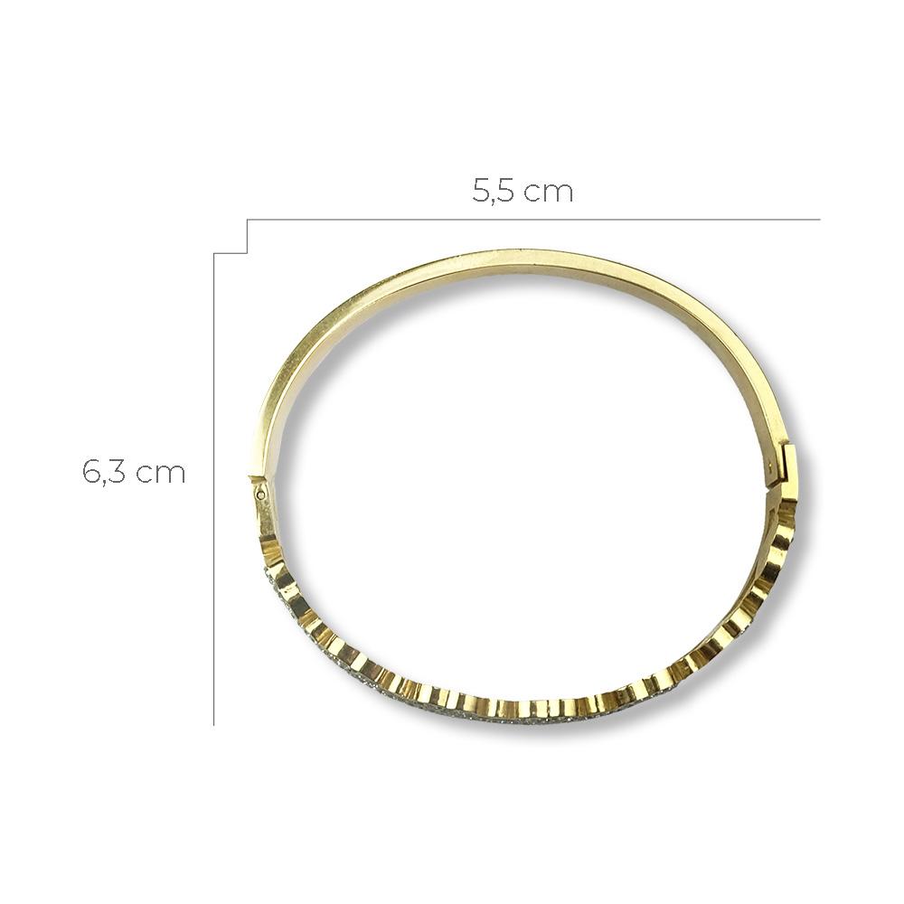 Bracelete em Aço com Corações em Strass - Importado