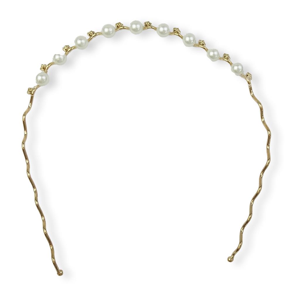 Tiara para Cabelos com Pérolas e Strass - Importado