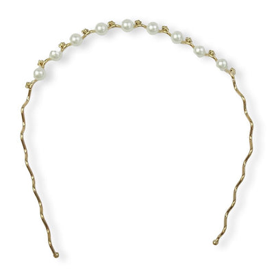 Tiara para Cabelos com Pérolas e Strass - Importado