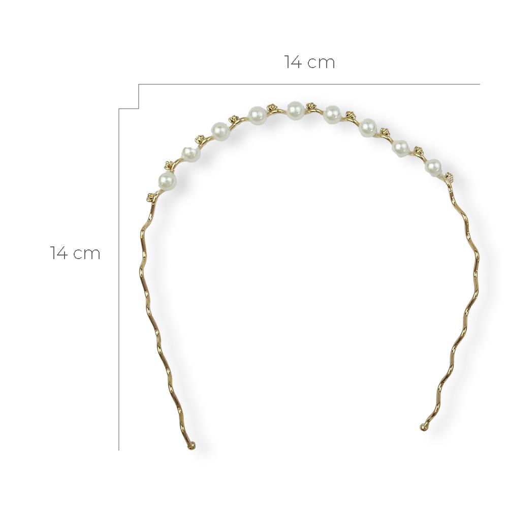 Tiara para Cabelos com Pérolas e Strass - Importado