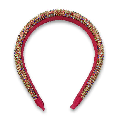 Tiara Rosa com Strass Coloridos - Importado