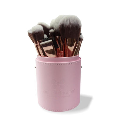 R003 - Kit com 24 Pincéis + Case (Rosa) - Real Perfection