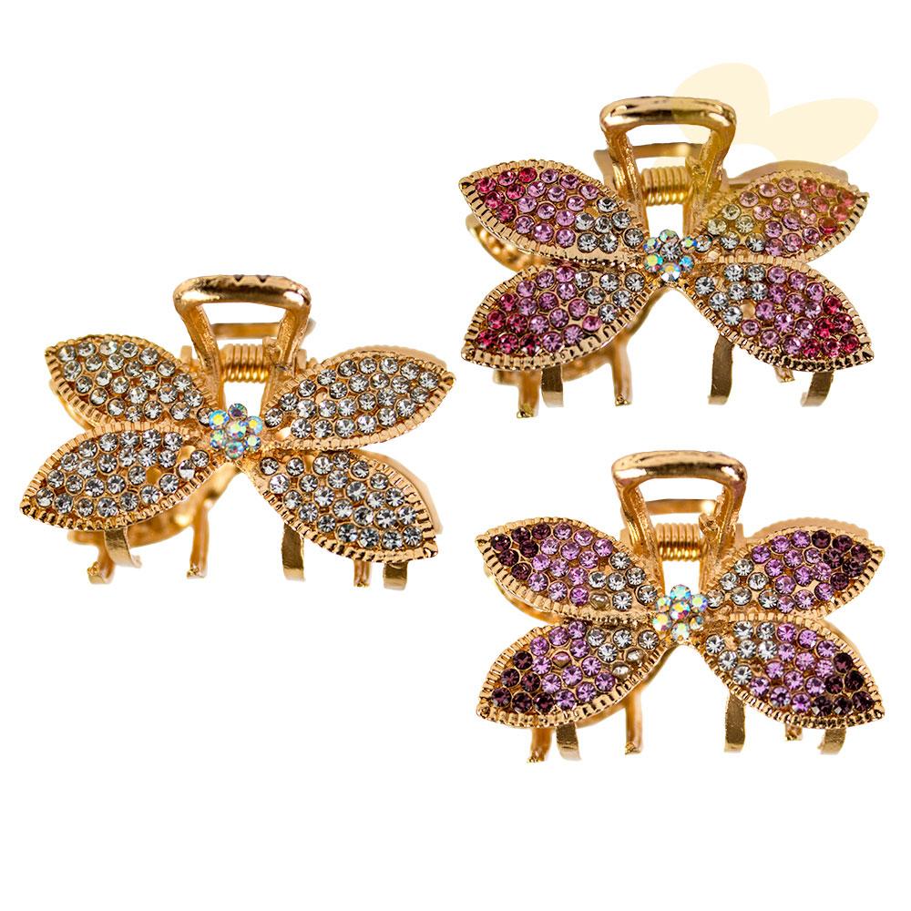 Piranha de Cabelo Mariposa em Strass - Importado