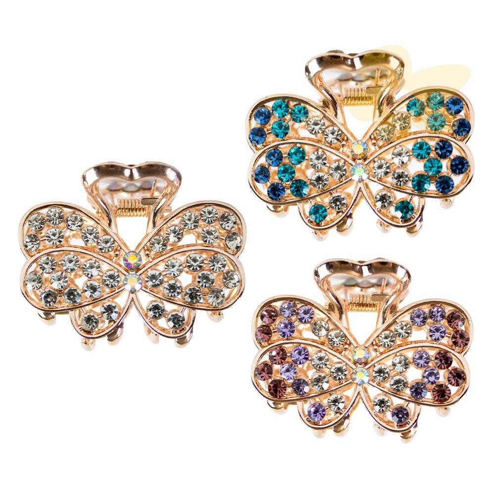 Piranha de Cabelo com Strass Borboleta | Importado
