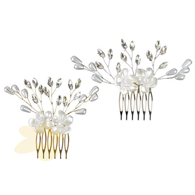 Presilha com pente | strass e pérolas | Importado