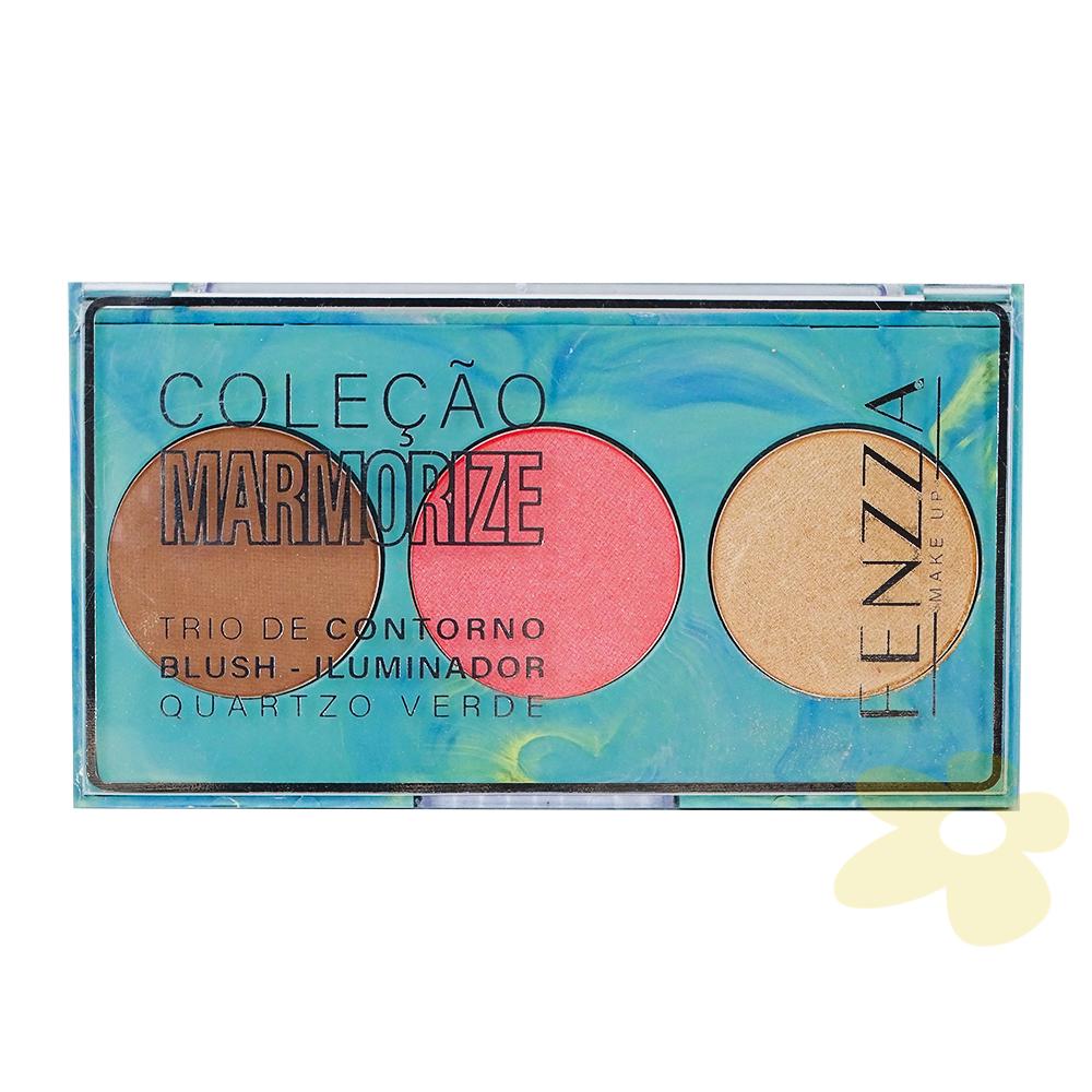 Trio de Contorno, Blush e Iluminador - Coleção Marmorize - Fenzza venc. 11 e 12/26