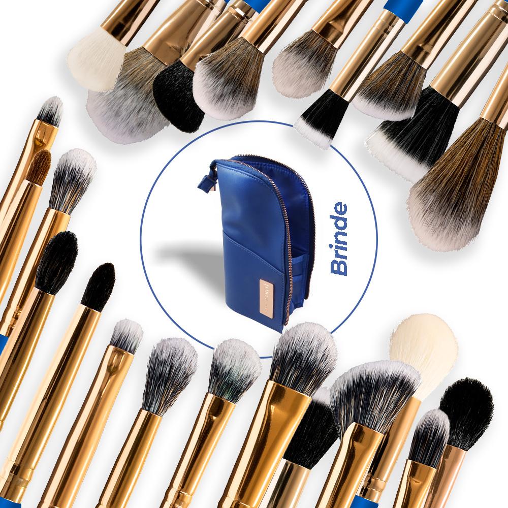 Kit de Pincéis (23 pincéis) + Brinde Case Azul - Lully Makeup