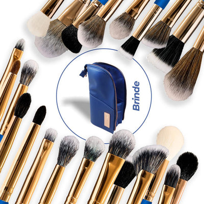 Kit de Pincéis (23 pincéis) + Brinde Case Azul - Lully Makeup
