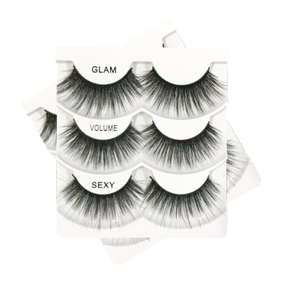 Cílios postiços 6D com 3 pares C19-0827 - Miss Frandy