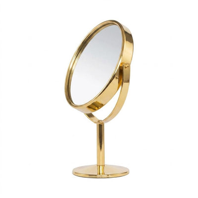 Espelho de Mesa Pequeno com Aumento Dourado - Importado