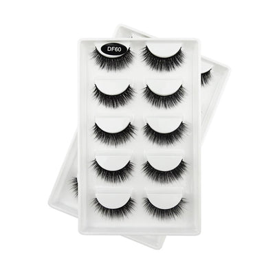 Cílios Postiços Premium 5 Pares #3D-DF60 | Le Vangee