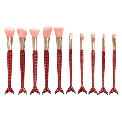 Kit com 10 pincéis Sereia Vermelho - Importado